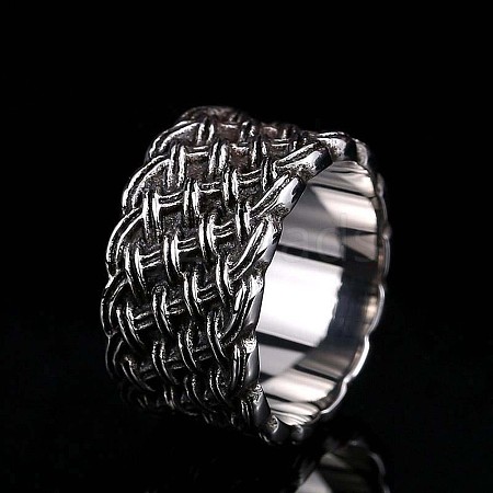 Knitted Textured 304 Stainless Steel Finger Rings FS-WG9203F-04-1