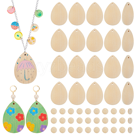 60Pcs 2 Styles Wood Pendants FIND-GA0008-39-1