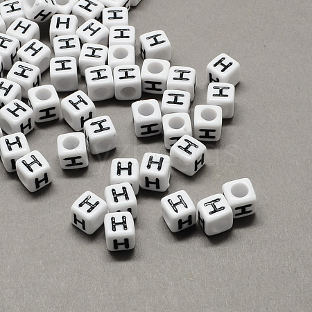 Large Hole Acrylic Letter European Beads SACR-Q103-10mm-01H-1