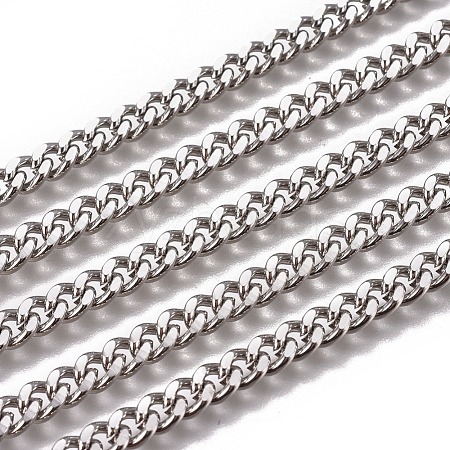 Handmade 304 Stainless Steel Curb Chains STAS-F229-06D-P-1