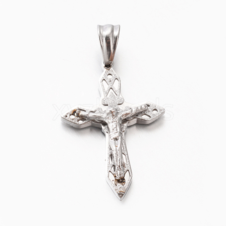 Tarnish Resistant Easter Theme Womens Men's 201 Stainless Steel Crucifix Cross Pendants STAS-F010-46P-1