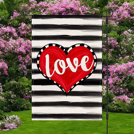 Valentine's Day Theme Linen Garden Flags AJEW-H146-03A-1