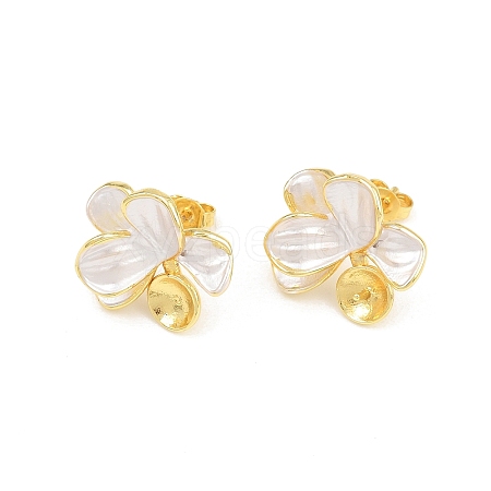 Brass Enamel Stud Earring Findings KK-CBA58F9-01G-04-1
