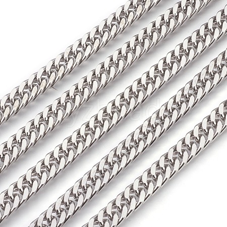 Tarnish Resistant 201 Stainless Steel Cuban Link Chains CHS-L017-17F-1