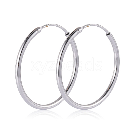 Rhodium Plated 925 Sterling Silver Hoop Earrings Endless Unisex Small Hoop Earrings 20mm Gold Plating Cartilage Huggie Hoop Earrings for Women Men JE1076A-03-1