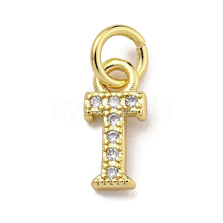 Initial Letter Brass with Cubic Zirconia Charms KK-Q814-26T-G-1