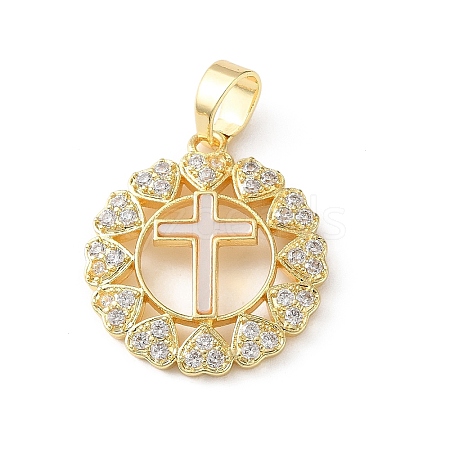 Brass Micro Pave Clear Cubic Zirconia Pendants SH-CBA03AF-14A-G-1
