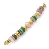 Natural Mixed Gemstone & Plastic Imitation Pearl Disc Beaded Connector Charms/Links STAS-L277-11G-03-1