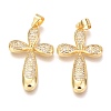 Brass Micro Pave Clear Cubic Zirconia Pendants ZIRC-O038-09G-1