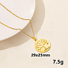 Stainless Steel Flat Round with Tree of Life Pendant Necklace XM4050-6-1