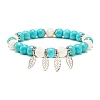 Synthetic Turquoise & Natural Lava Rock Round Beads Stretch Bracelets Set BJEW-JB07465-5