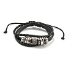 Braided PU Leather & Waxed Cords Triple Layer Multi-strand Bracelets BJEW-P329-10A-AS-1