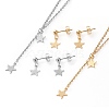 304 Stainless Steel Cable Chains Pendant Necklaces and Stud Earrings Sets SJEW-I205-03A-1