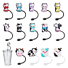 DICOSMETIC 14Pcs 14 Style Cow Theme Silicone Straw Cap AJEW-DC0001-46-1