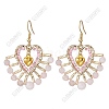 Heart Glass Seed Beads Dangle Earrings EJEW-FS00072-1