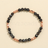 Natural Larvikite & Brass Bead Stretch Bracelets for Women HH3302-1-1