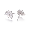 Brass Cubic Zirconia Stud Earring Findings EJEW-E257-05P-2