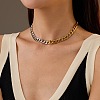 Two Tone 304 Stainless Steel Cuban Link Chain Necklaces NJEW-D303-02GP-1