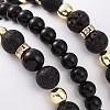 3Pcs 3 Style Natural Obsidian & Lava Rock & Synthetic Hematite Brass Beaded Stretch Bracelets Set BJEW-JB09132-4