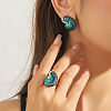 Fashionable high-end Alloy Enamel Conch Stud Earrings & Rings VO6722-2