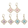 3 Pairs Handmade Glass Seed Beads Flower Leverback Earrings EJEW-MZ00578-2