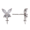 925 Sterling Silver Micro Pave Cubic Zirconia Ear stud Findings X-STER-P035-55P-4