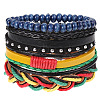 4Pcs Retro Cattlehide Leather Cord Multi-strand Bracelets for Men WGE7990-25-1