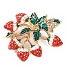 KC Gold Plated Alloy Enamel Strawberry Brooches JEWB-L017-01KCG-03-1