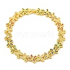 Rack Plating Brass Pave Cubic Zirconia Butterfly Link Bracelets for Women BJEW-B110-05G-01-1