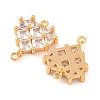 Brass Pave Clear Cubic Zirconia Connector Charms KK-S389-38G-2