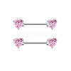 304 Stainless Steel Pink Cubic Zirconia Nipple Rings WGE5BE3-12-1