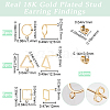 Beebeecraft 24Pcs 3 Style Square & Triangle & Ring Brass Stud Earring Findings KK-BBC0012-84-2