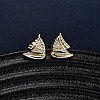 Brass Micro Pave Clear Cubic Zirconia Earrings LS-EJEW-D328-03G-01-1