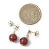 Natural Carnelian Round Beads & 304 Stainless Steel Components Dangle Earrings for Women EJEW-JE06231-04-4