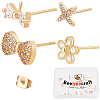 Beebeecraft 8Pcs 4 Style Brass Cubic Zirconia Stud Earring Findings KK-BBC0001-80-1