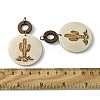 Flat Round & Ring Poplar Wood Engrave Big Pendants WOOD-G019-05A-3