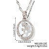 Elegant Brass Clear Cubic Zirconia Rose Oval Pendant Necklaces XA5195-6