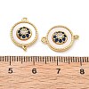 Brass Micro Pave Blue Cubic Zirconia and Shell Connector Pendants KK-B129-17G-3