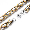 Ion Plating(IP) Two Tone 201 Stainless Steel Byzantine Chain Bracelet for Men Women BJEW-S057-87B-3