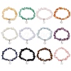 12Pcs Natural & Synthetic Gemstone Chip Beaded Stretch Bracelets BJEW-JB11133-4