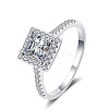 Square Rhodium Plated 925 Sterling Silver Pave 6.5x3.9mm Moissanite Finger Rings for Women WG02E28-10-5