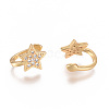 Golden Plated Brass Micro Pave Cubic Zirconia Cuff Earrings X-EJEW-L244-39G-2