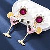 Wine Glass Zinc Alloy Enamel Stud Earrings EJEW-Z088-02G-2