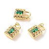 Brass Micro Pave Green Cubic Zirconia Pendants ZIRC-P094-21G-RS-1