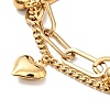 Heart and Round Ball Charm Multi-strand Bracelet BJEW-G639-24G-2