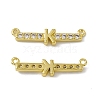 Rack Plating Brass Micro Pave Clear Cubic Zirconia Connector Charms KK-C007-37G-K-2