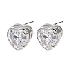 Brass Micro Pave Clear Cubic Zirconia Stud Earrings EJEW-C174-02A-P-4
