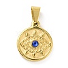 PVD Vacuum Plating 304 Stainless Steel with Capri Blue Rhinestones Pendants STAS-G261-18G-1