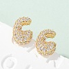 Brass Micro Pave Cubic Zirconia Stud Earrings EJEW-Z091-04G-C-1