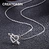 CREATCABIN Rhodium Plated 925 Sterling Silver Pendant Necklace SJEW-CN0001-05-6